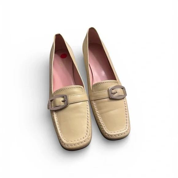 NEW Anne Klein Chartreuse Green Leather Loafers Shoes with Buckle Women’s Size 8 - Picture 4 of 5